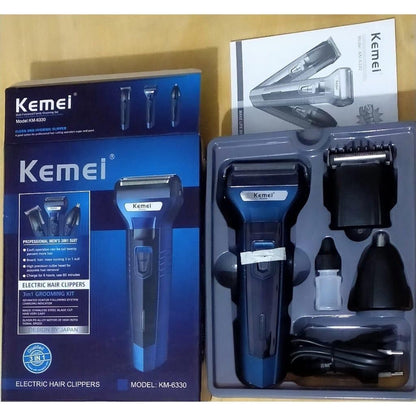 KEMEI 3 IN 1 RECHARGEABLE ELECTRIC SHAVER