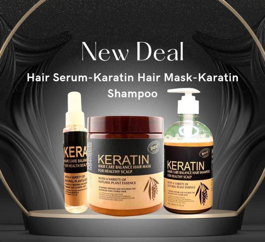 HAIR CARE DEAL: 3 IN 1 HAIR SERUM, KERATIN HAIR MASK & SHAMPOO - 3 PCS