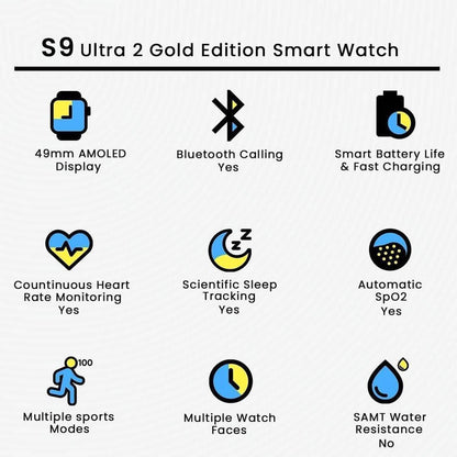 BIG 209 SMARTWATCH WITH HEART RATE MONITORING - 1 PC HEALTH TRACKER IN GOLD & ORANGE